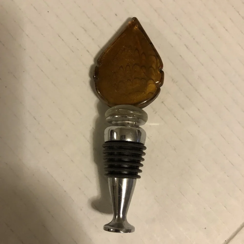 Wine Stopper, Leaf Shaped Glass Wine Stopper Fall Decor Stopper